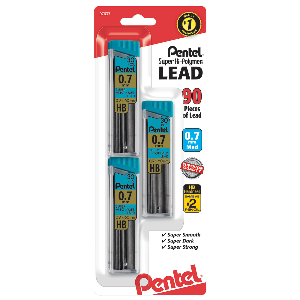 Pentel® Super Hi-Polymer® Leads, 0.7 mm, Medium, HB,