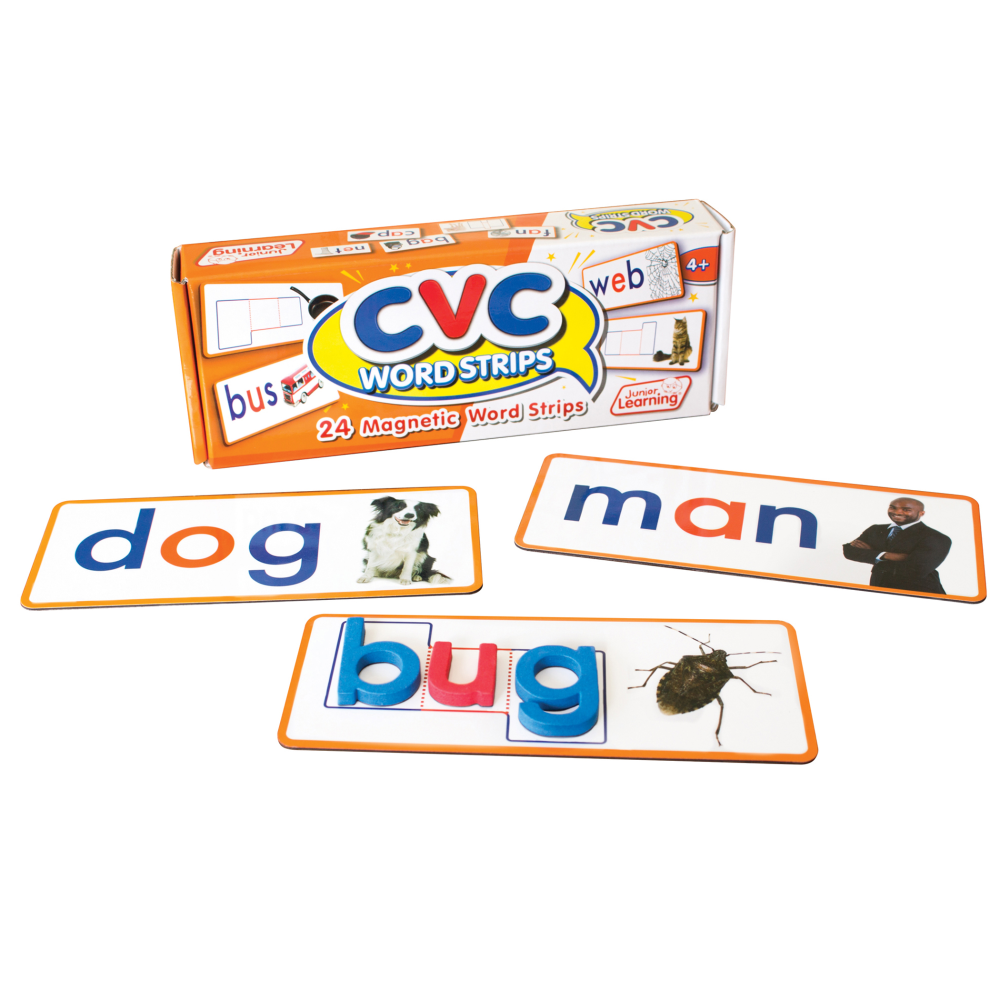 Junior Learning CVC Word Strips, Multicolor, Grades K-4,