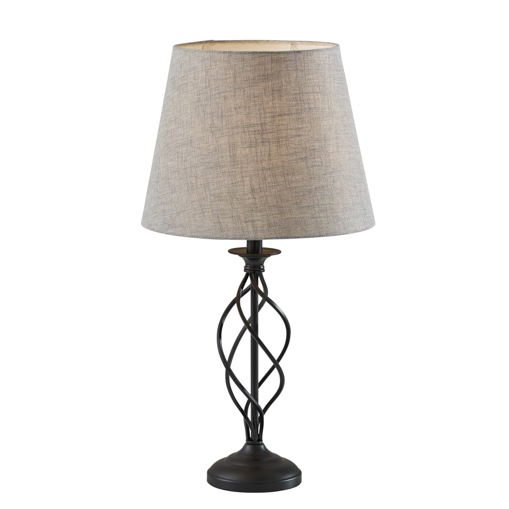 Adesso Darcy Table Lamp, 26”H, Gray Shade/Black Base