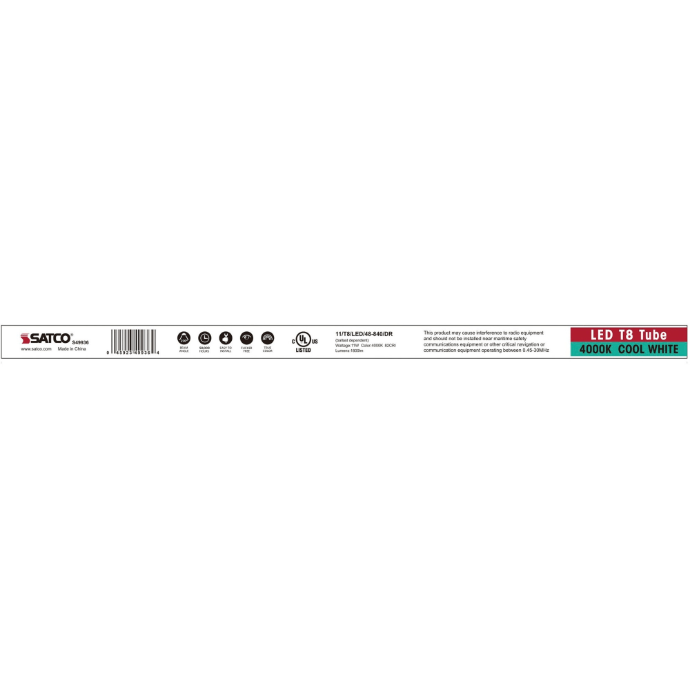 Satco 11 Watt LED T8 Bulb - 11