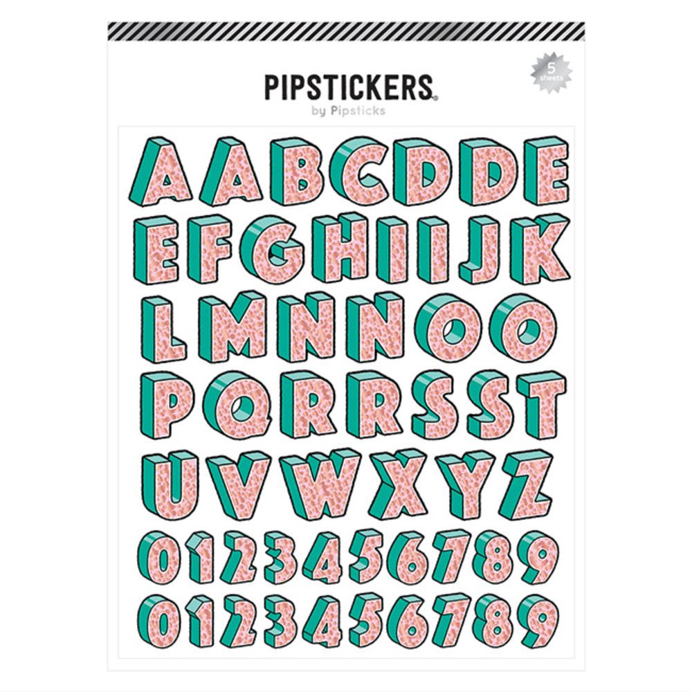 Pipsticks Big Alphabet Stickers, 6" x 7", Effervescent,