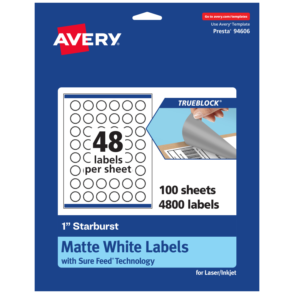 Avery® Print-To-The-Edge TrueBlock® Labels With Sure Feed®,