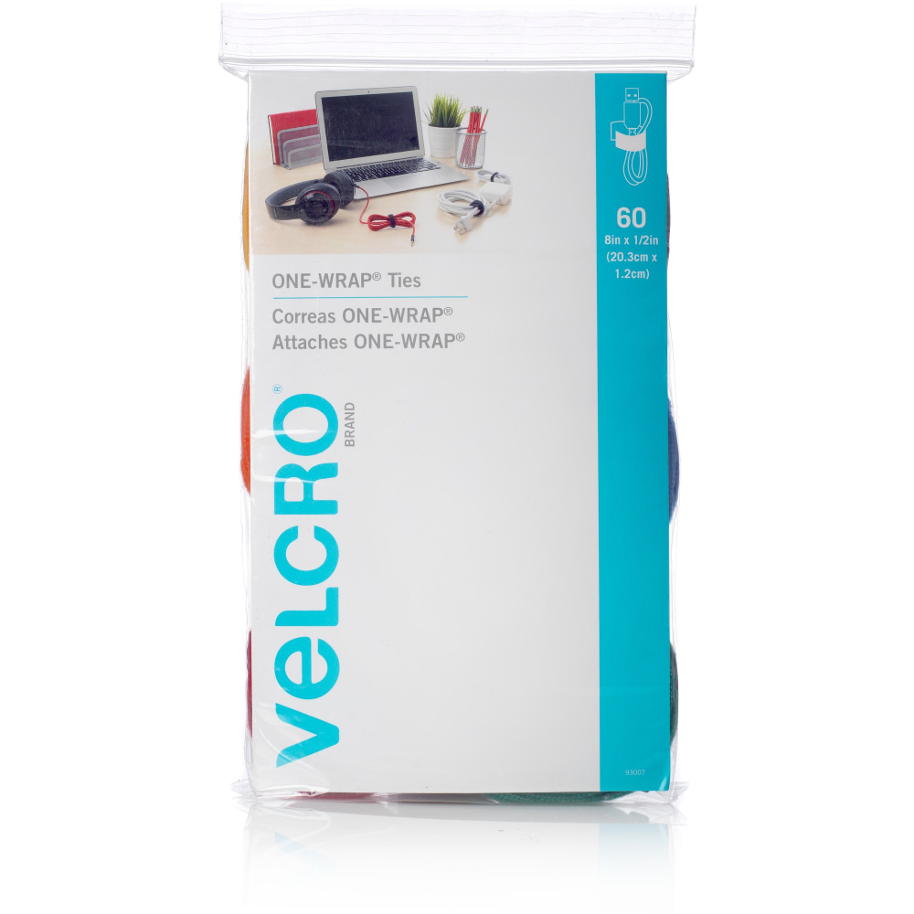 VELCRO® Brand ONE-WRAP® Thin Ties, 8" x 1/2",