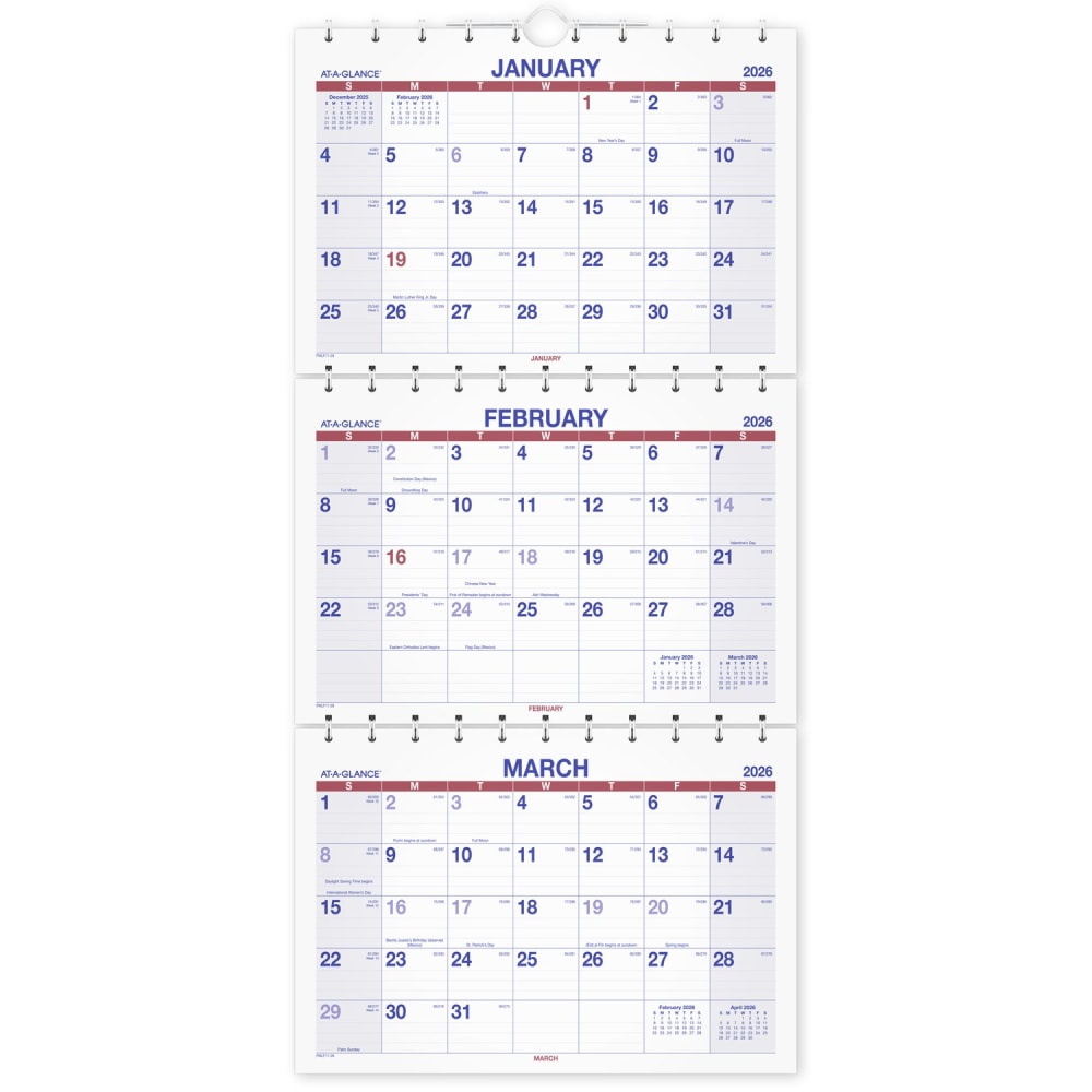 AT-A-GLANCE® 2026 Move-A-Page Three Month Wall Calendar, Large,