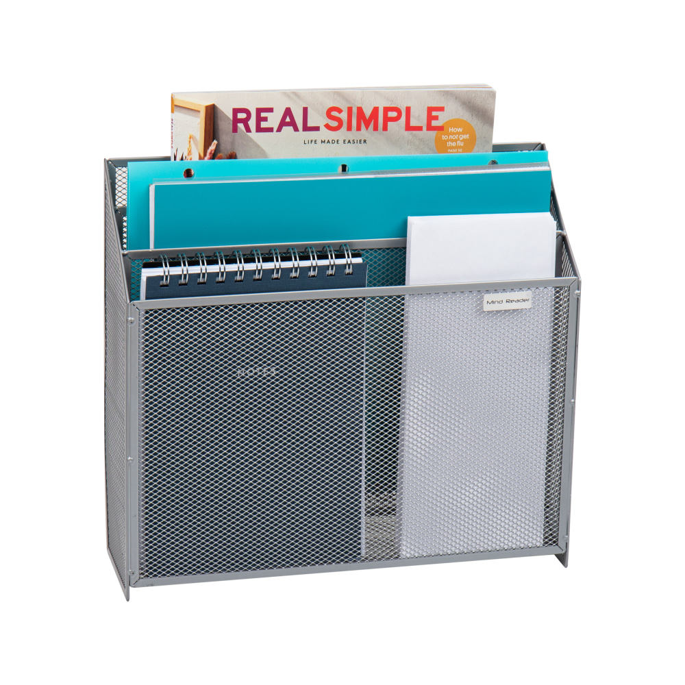 Mind Reader 3 Compartment Vertical File Storage, 11-1/2”H