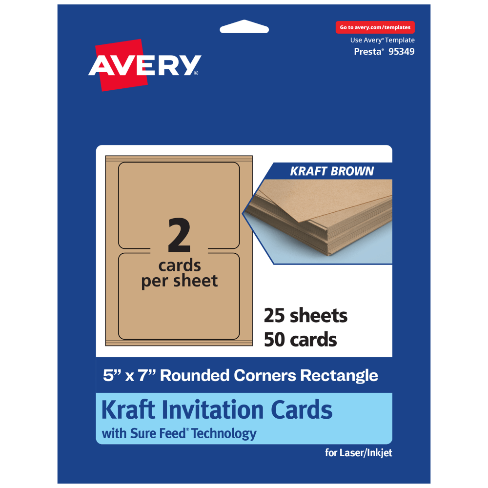 Avery® Printable Invitation Cards With Sure Feed® Technology,
