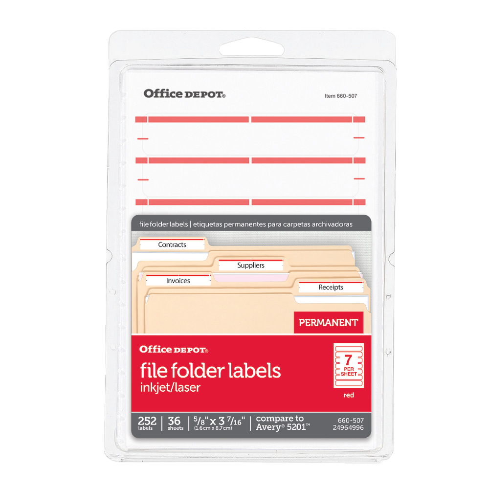 Office Depot® Brand Print-Or-Write Color Permanent File Folder