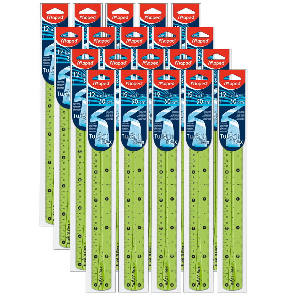 Maped USA Twist &#x27;n Flex Plastic Rulers, 12",