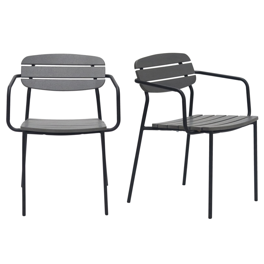 Eurostyle Kalmar Stackable Outdoor Furniture Armchairs, Dark