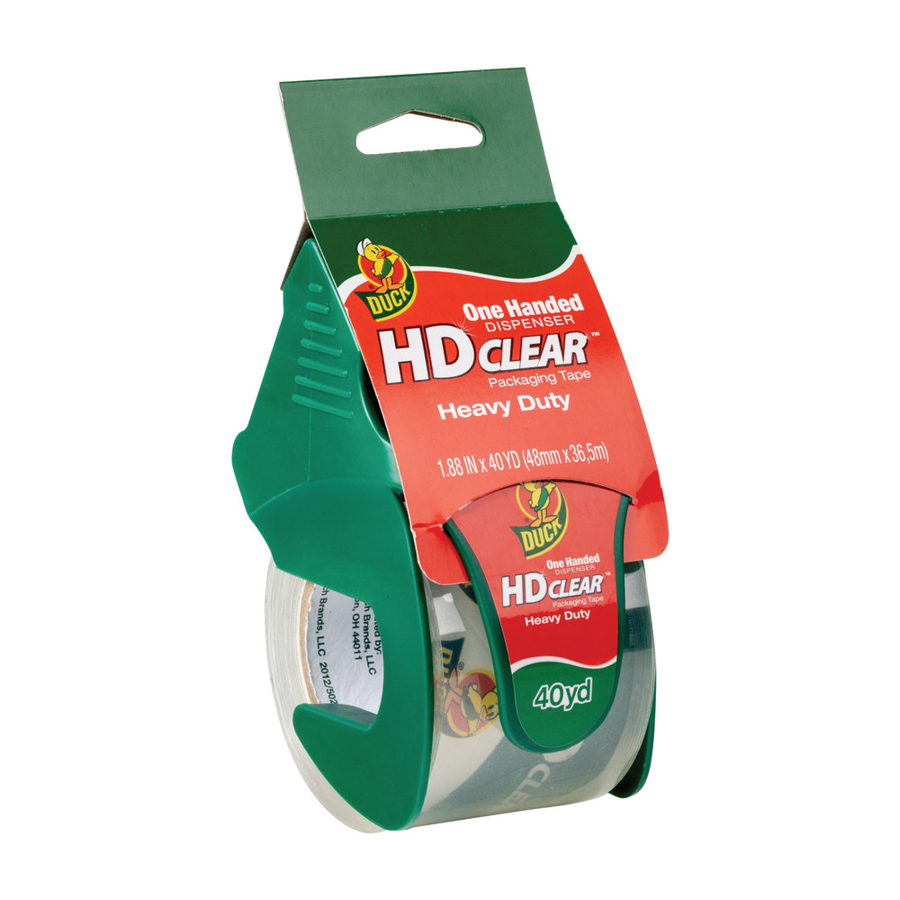 Duck® HD Clear™ Heavy-Duty Packaging Tape, With Dispenser,