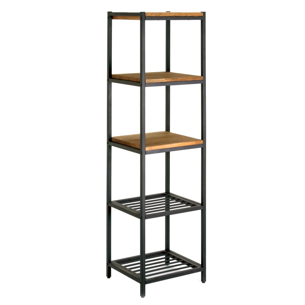 Glamour Home Ailis 58"H 4-Shelf Etagere Bookcase, Brown