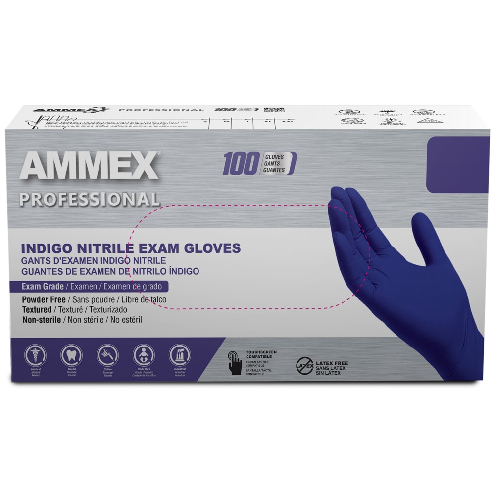 Ammex Professional Indigo Disposable Powder-Free Nitrile Exam