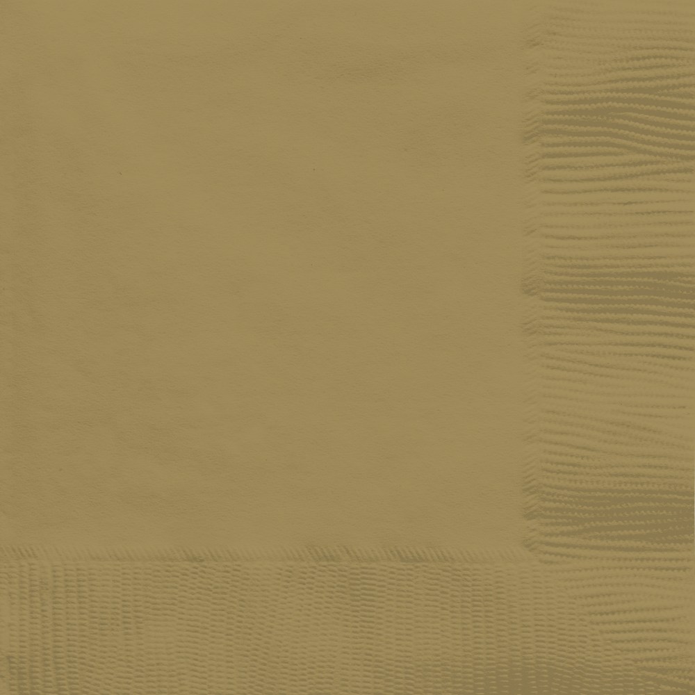 Amscan 2-Ply Lunch Napkins, 6-1/2" x 6-1/2", Gold,