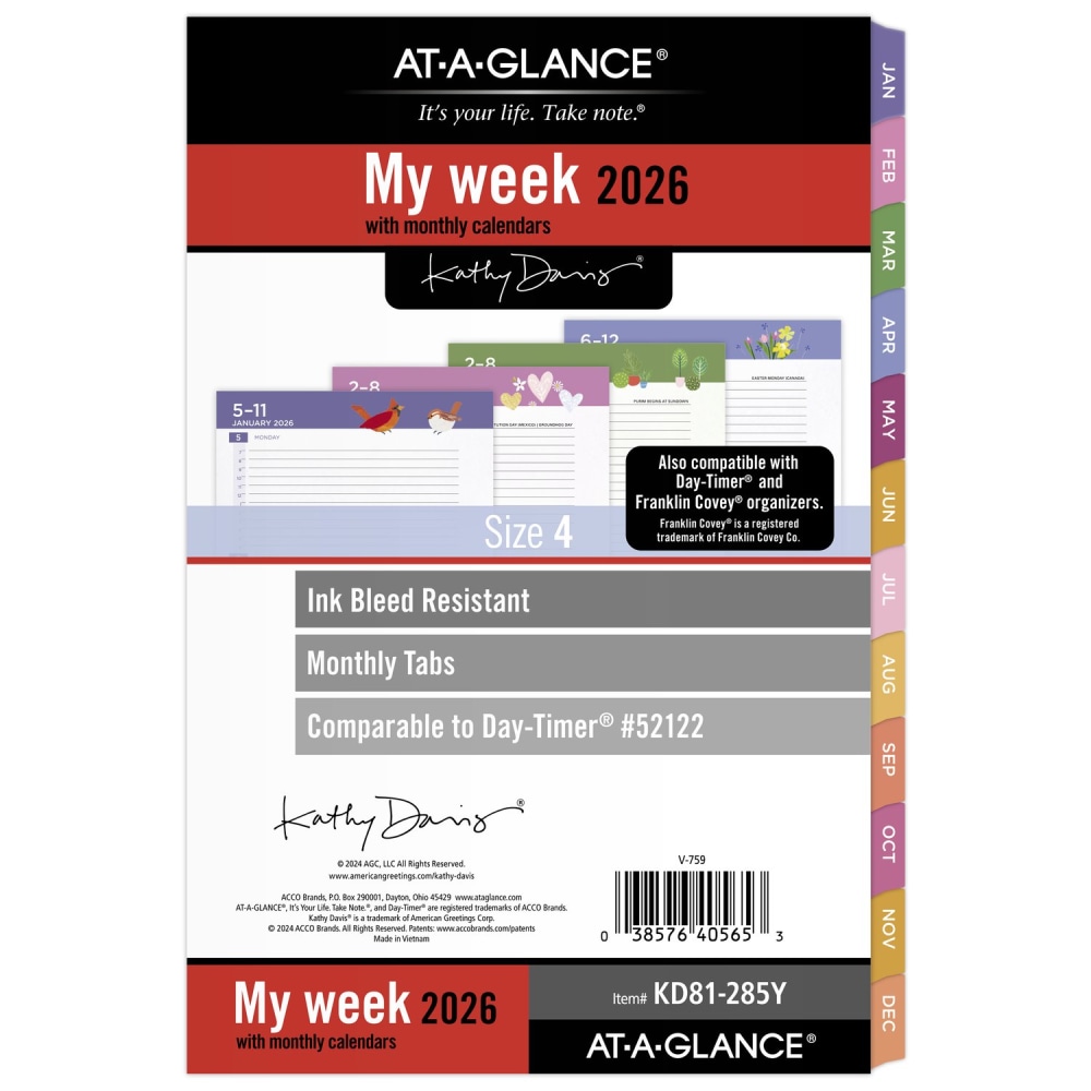 AT-A-GLANCE® Kathy Davis® 2026 Weekly Monthly Planner Refill,