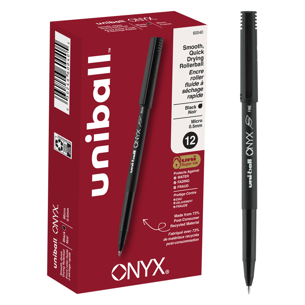 uni-ball® Onyx® Rollerball Pens, Micro Point, 0.5 mm,