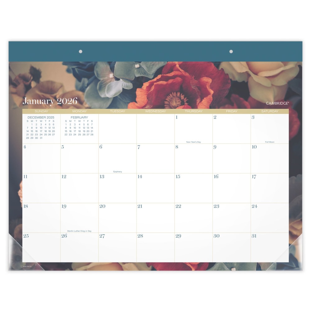 Cambridge® Midnight Garden 2026 Monthly Desk Pad Calendar,