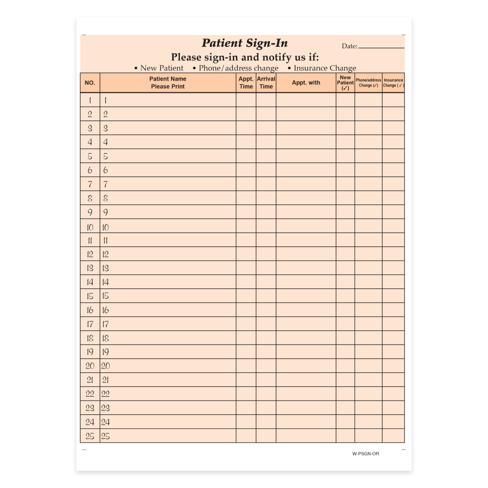 HIPAA Compliant Patient/Visitor Privacy 2-Part Sign-In Sheets,