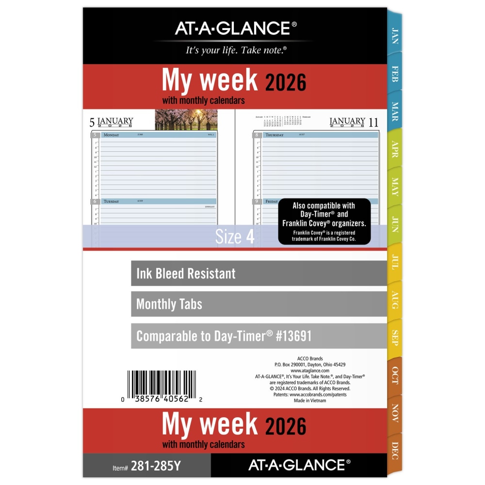 AT-A-GLANCE® 2026 Zenscapes Weekly Monthly Planner Refill,