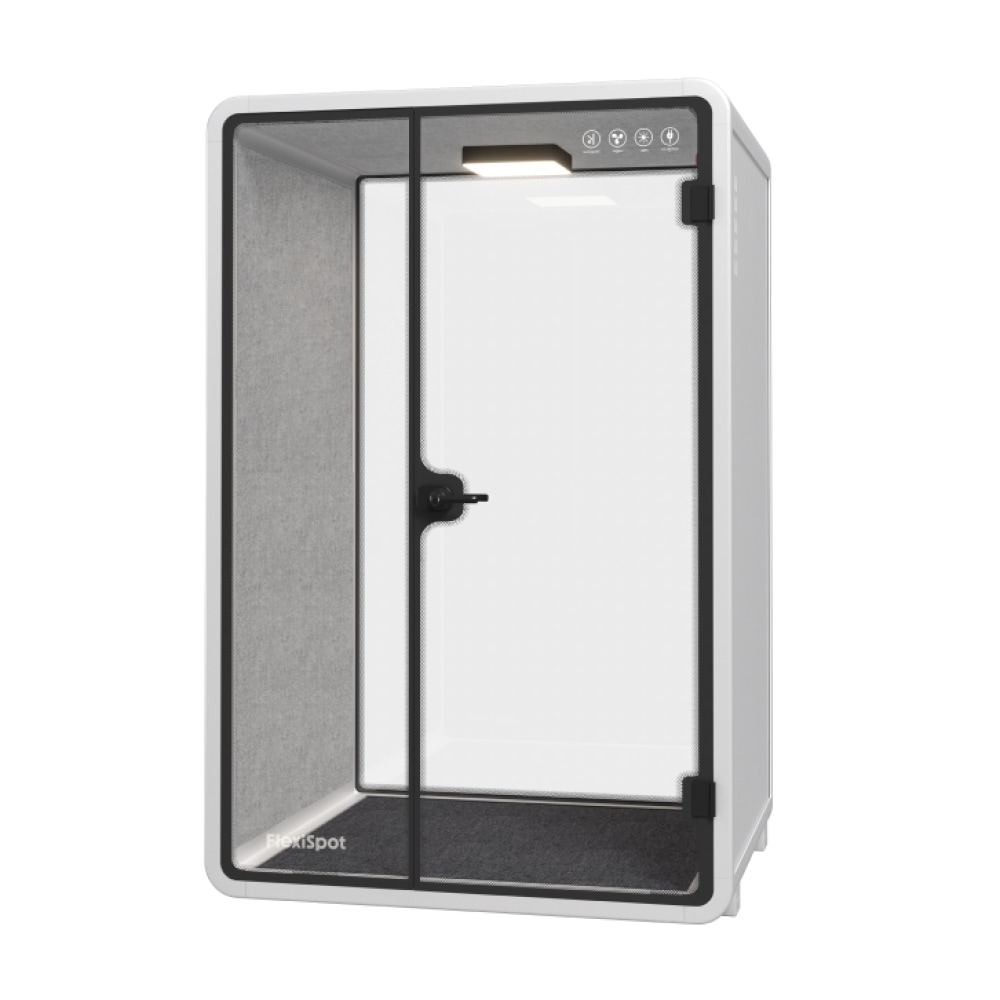 FlexiSpot P2FW-Kit 2-Person Soundproof Booth, White, 91"H x