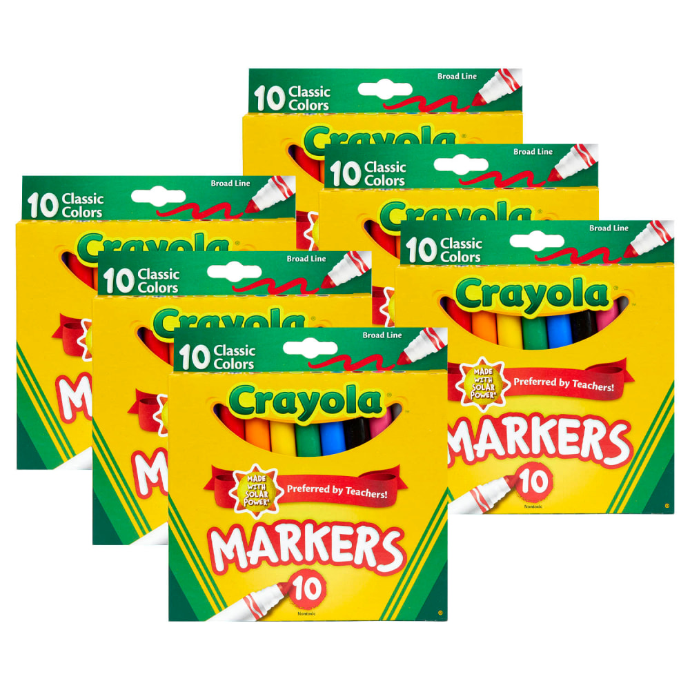 Crayola Broad Line Markers, Pack Of 6 Boxes,