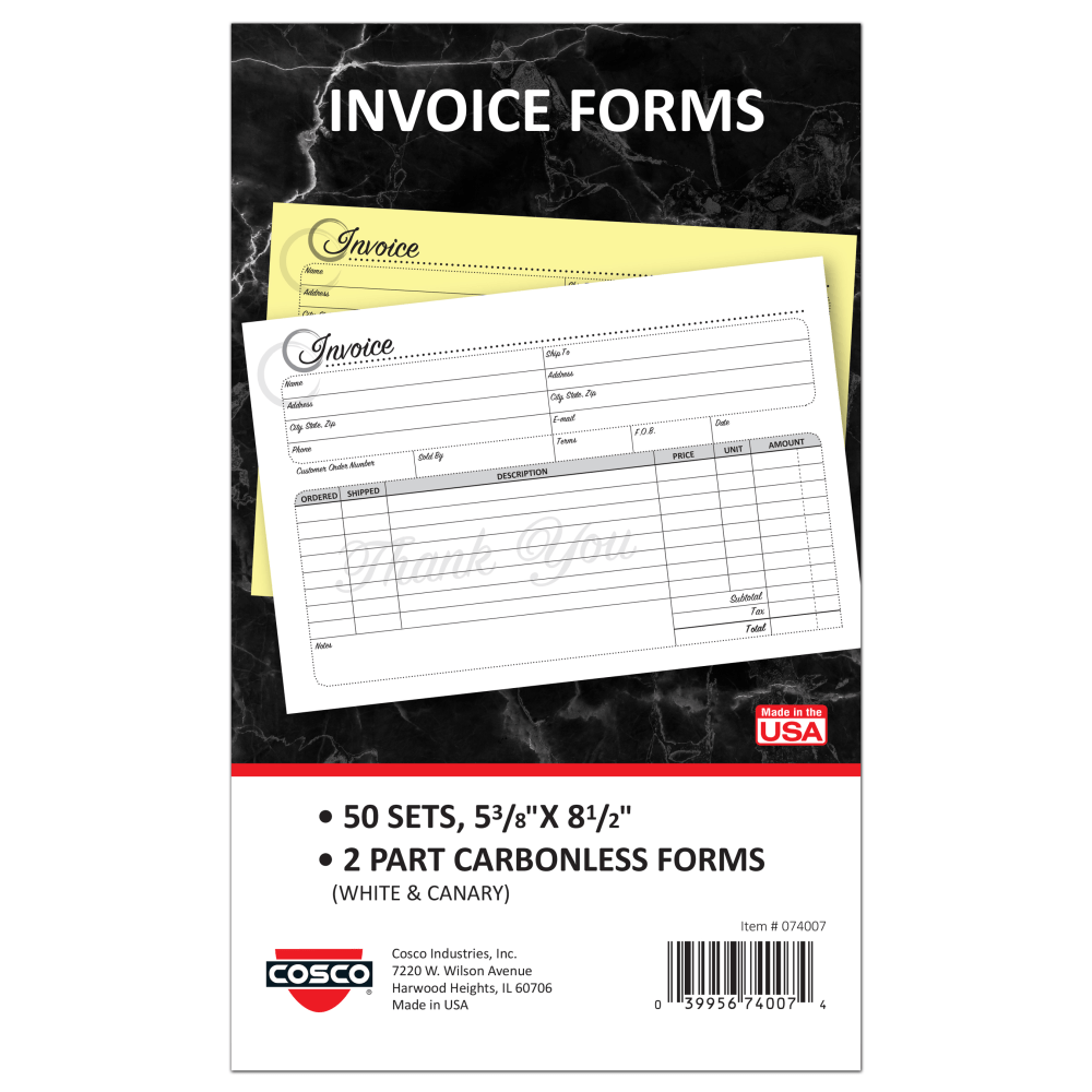 COSCO Service Invoice Form Book With Slip, 2-Part