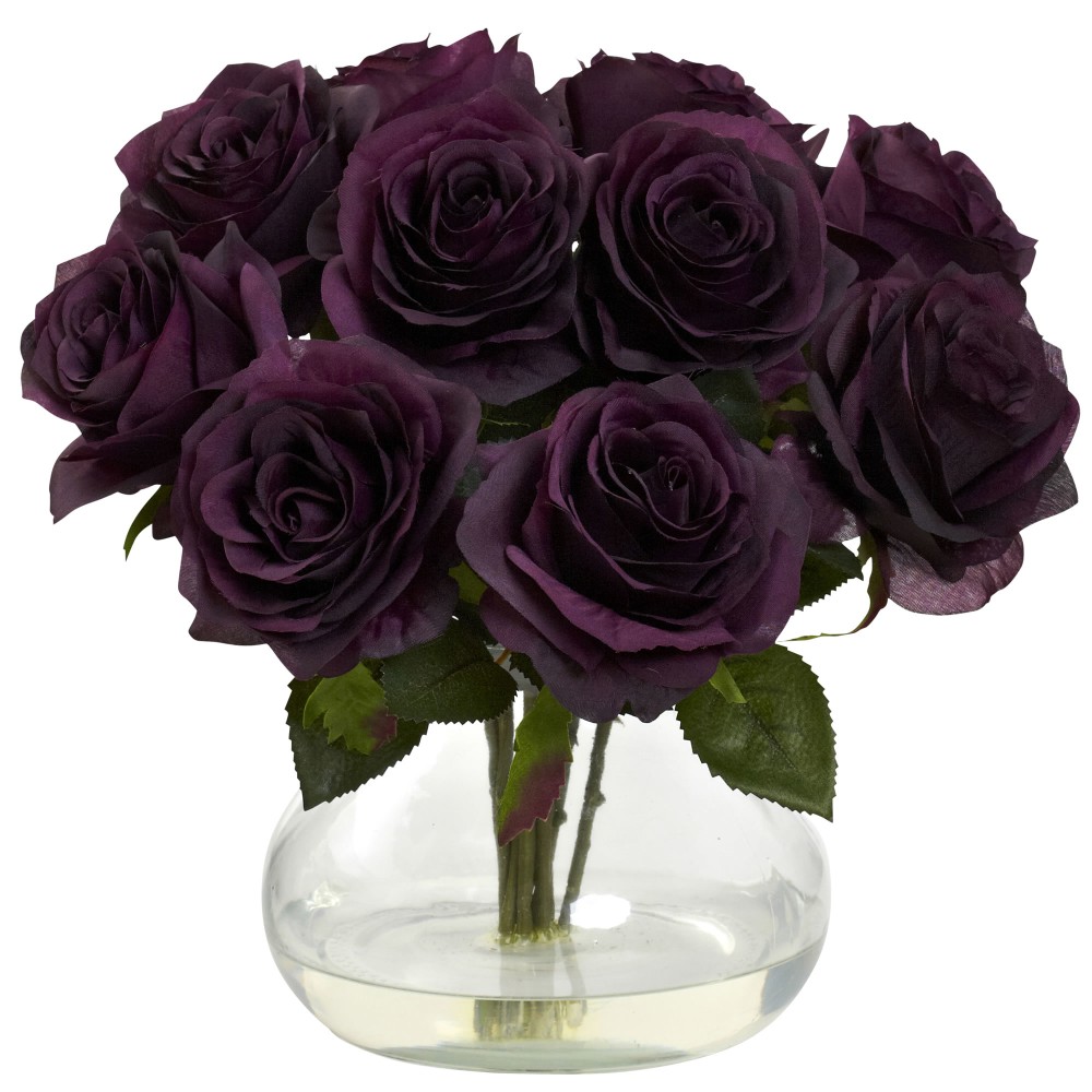 Nearly Natural Rose 11”H Plastic Floral Arrangement With