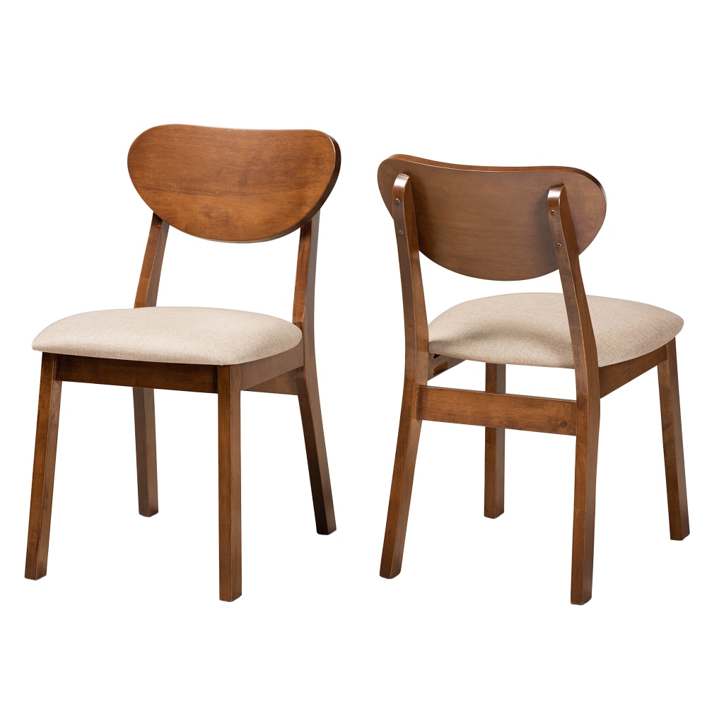 Baxton Studio Damara Dining Chairs, Sand/Walnut Brown, Set