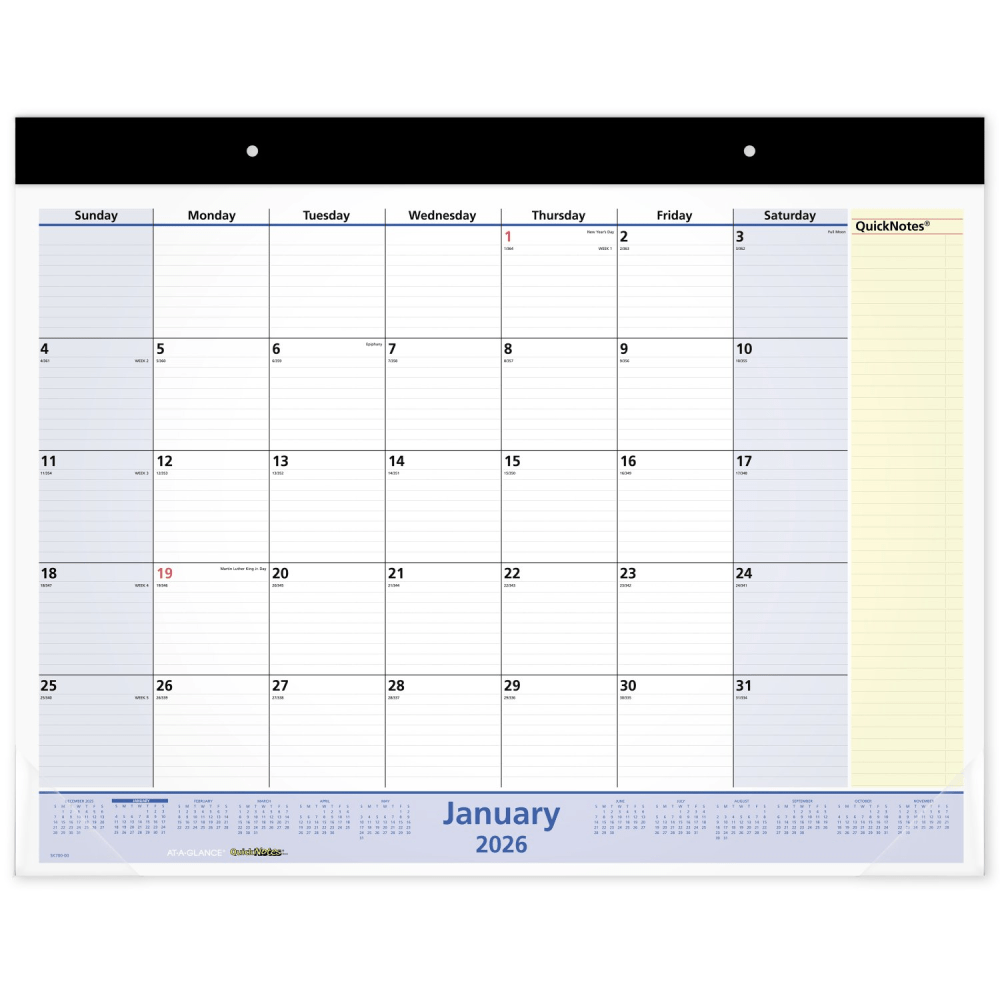 AT-A-GLANCE® QuickNotes® 2026 Monthly Desk Pad Calendar,