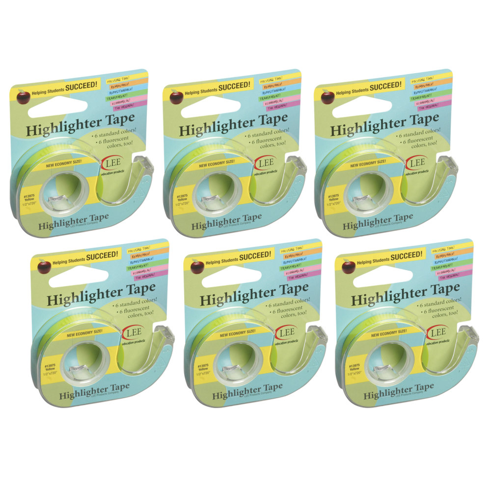 Lee Products Removable Highlighter Tape, 0.5" x 720",