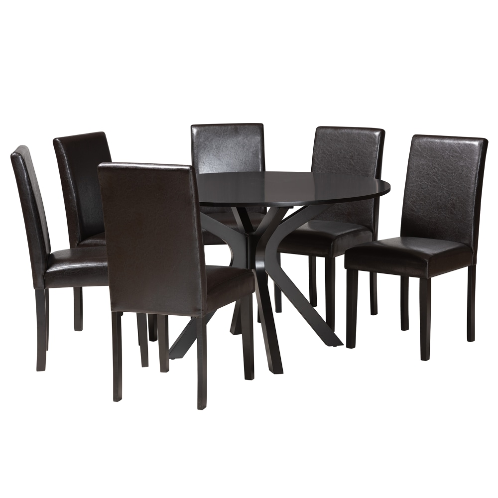 Baxton Studio Asli Modern Faux Leather/Wood 7-Piece Dining