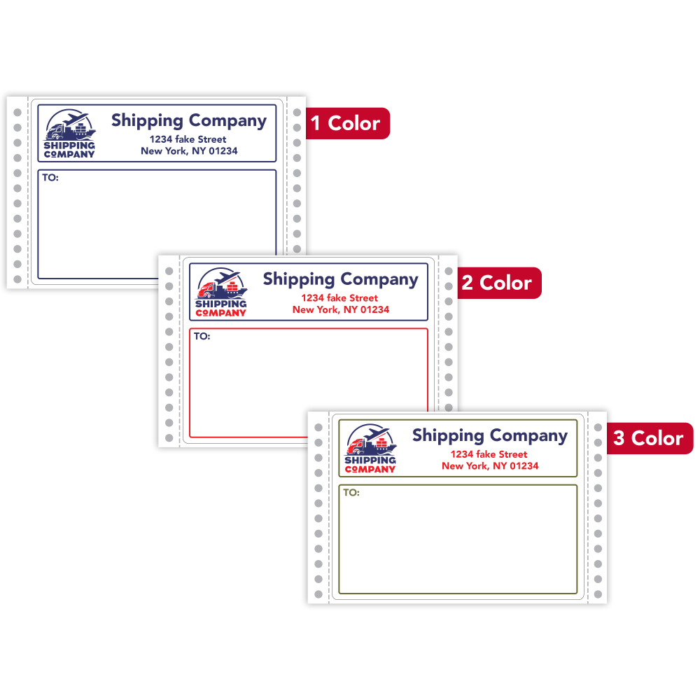 Custom Printed Pinfed Continuous-Feed Dot Matrix Color Labels,