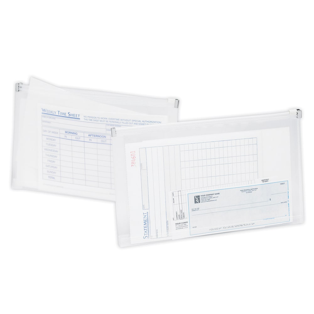 Office Depot® Brand Transparent Zipper Envelopes, Check Size,