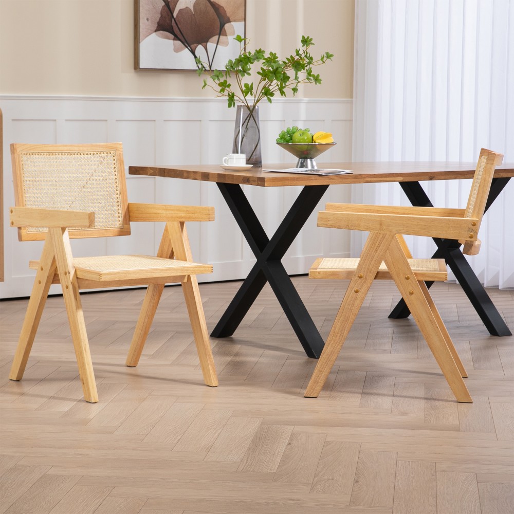 Glamour Home Bardot Wooden Dining Accent Chairs, Natural