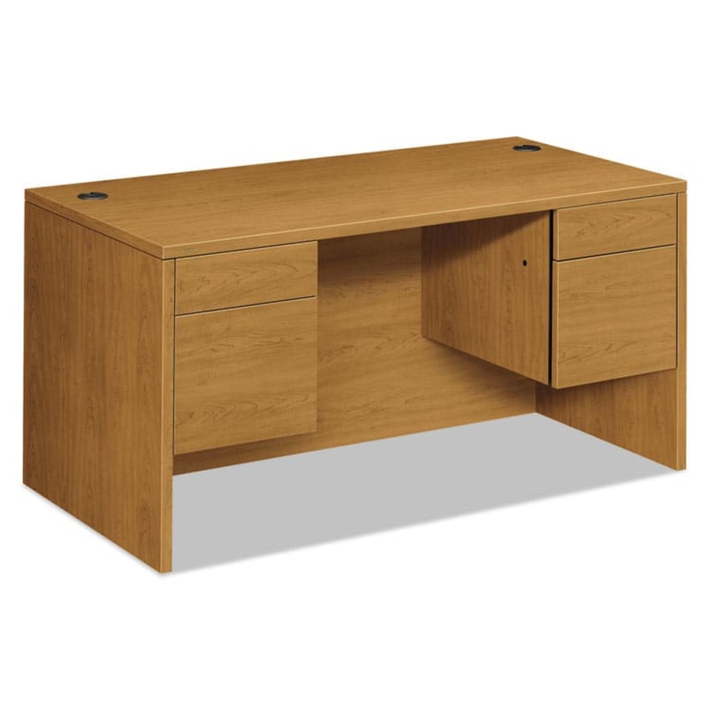 HON® 10500 60"W Double-Pedestal Computer Desk, Harvest