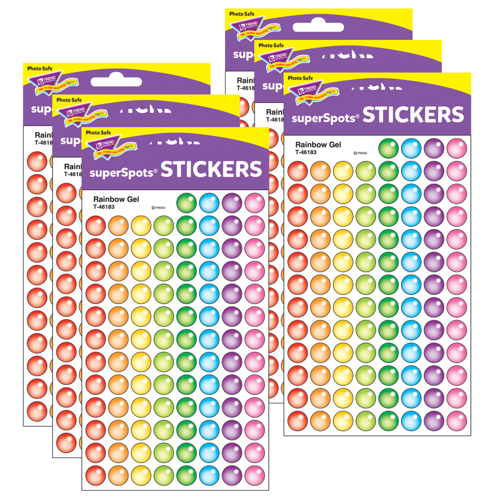 Trend SuperSpots Stickers, Rainbow Gel, 800 Stickers Per