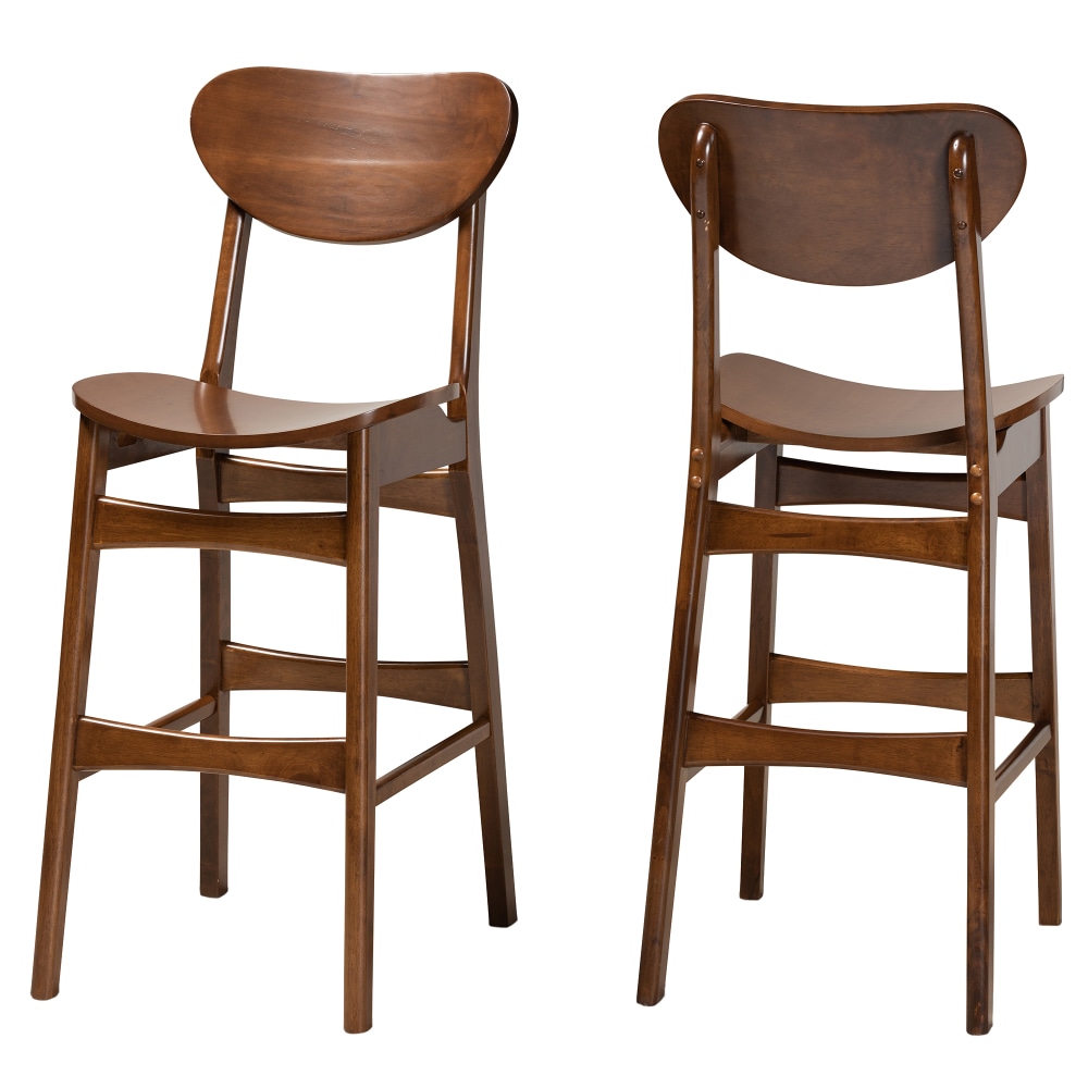Baxton Studio Katya Bar Stools, Walnut Brown, Set