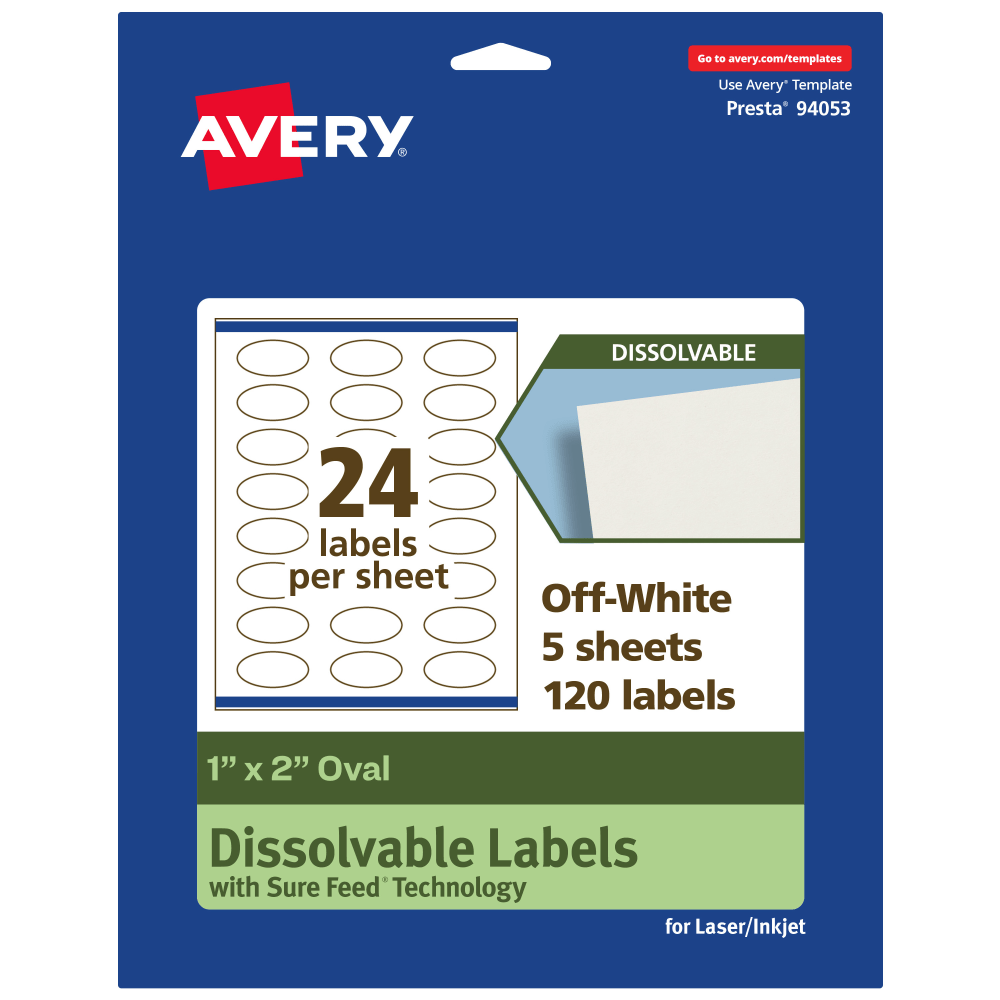 Avery® Print-to-the-Edge Dissolvable Labels With Sure Feed®