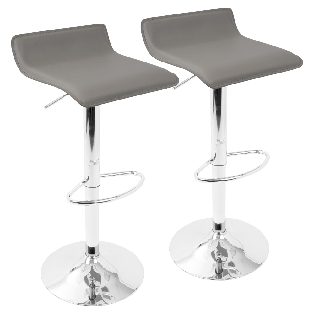 LumiSource Ale Bar Stools, Chrome/Gray, Set Of 2