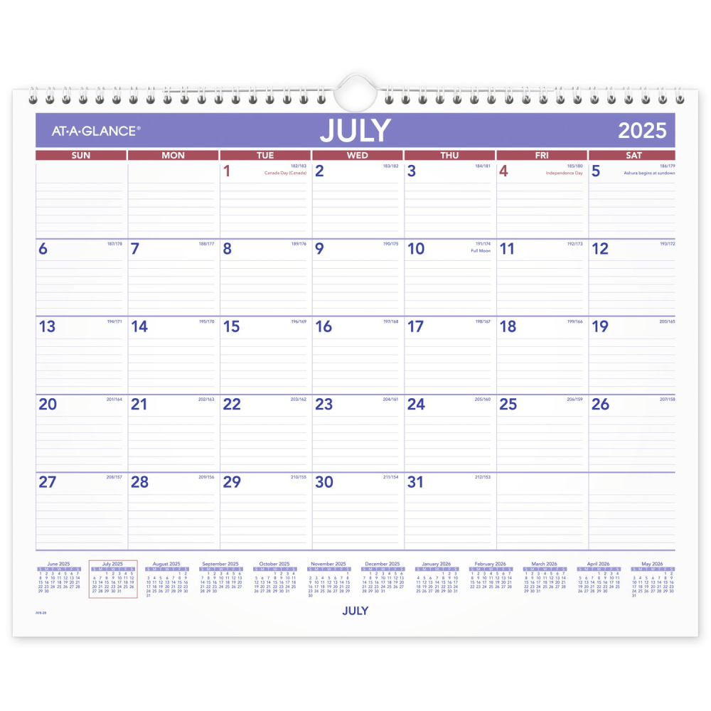 AT-A-GLANCE® Academic 2025-2026 Monthly Wall Calendar, Medium,