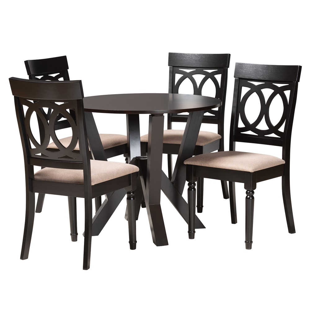Baxton Studio Angie Modern Fabric/Finished Wood 5-Piece Dining