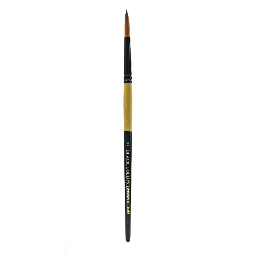 Dynasty Short-Handled Paint Brush, Size 8, Round Bristle,