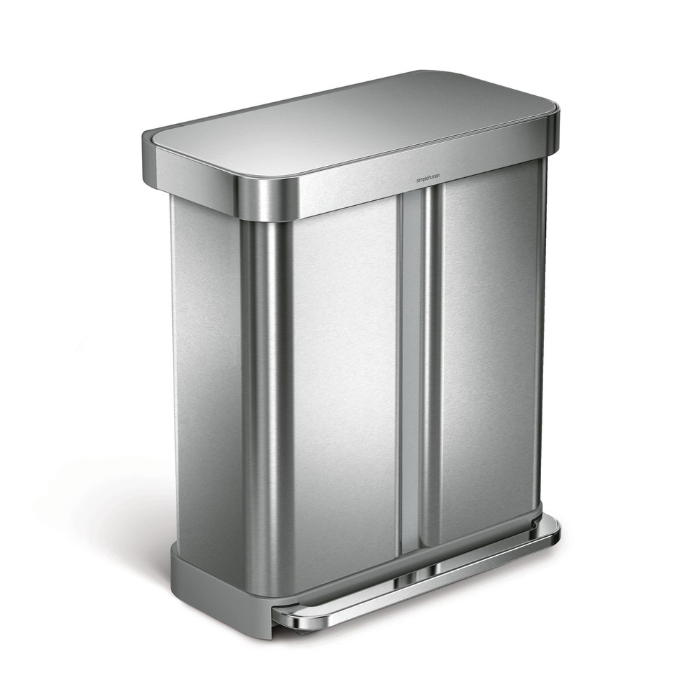 simplehuman Rectangular Stainless Steel Dual-Compartment