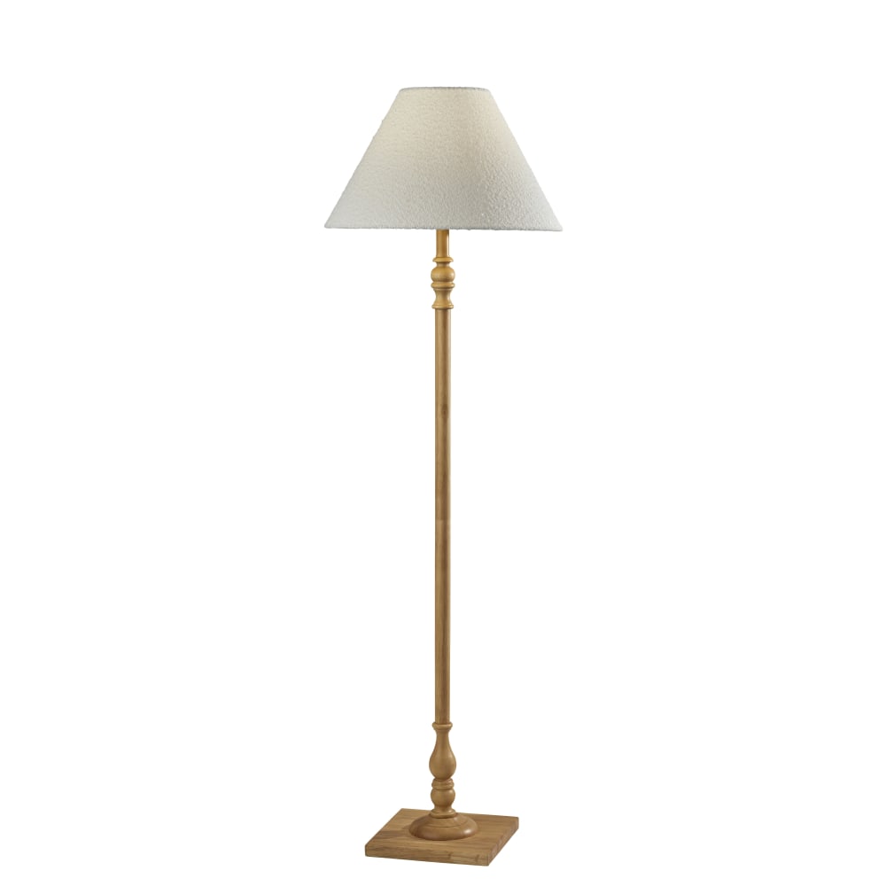 Adesso Rigby Floor Lamp, 59-1/2”H, White Shade/Natural Base