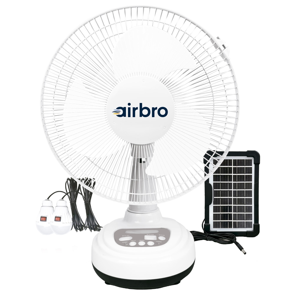 airbro™ FSA-12 Rechargeable AC/DC Fan with Solar Charging,