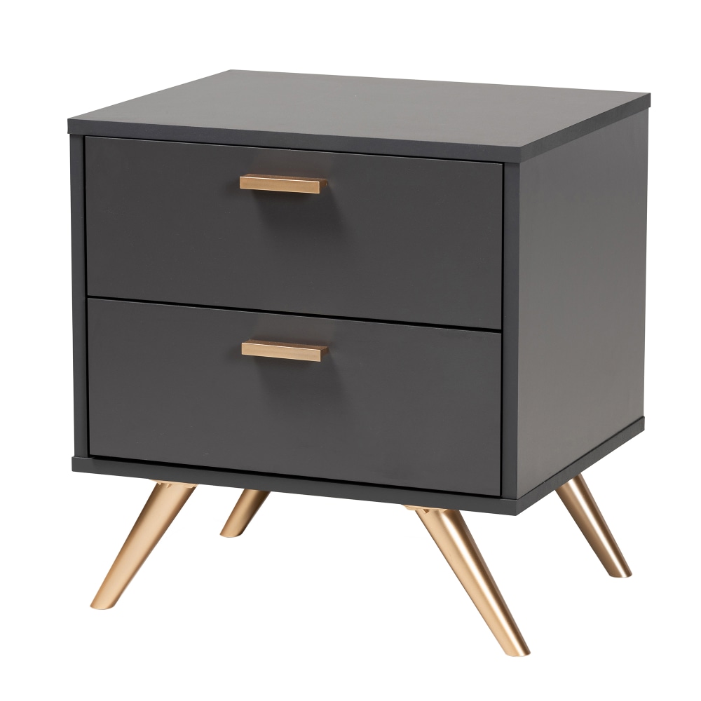 Baxton Studio Kelson 2-Drawer Nightstand, 20-1/8"H x