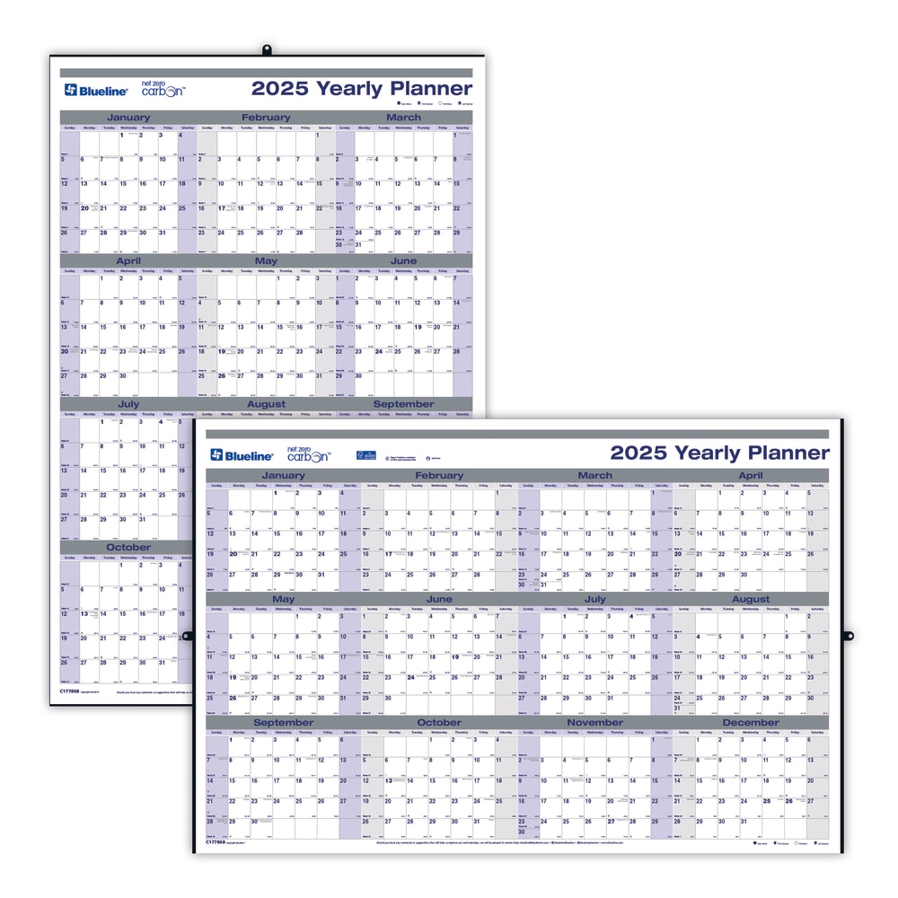 2025 AT-A-GLANCE® Reversible Erasable Yearly Wall Calendar With Marker, 36" x 24", Traditional, January 2025 To December 2025, PM26B28