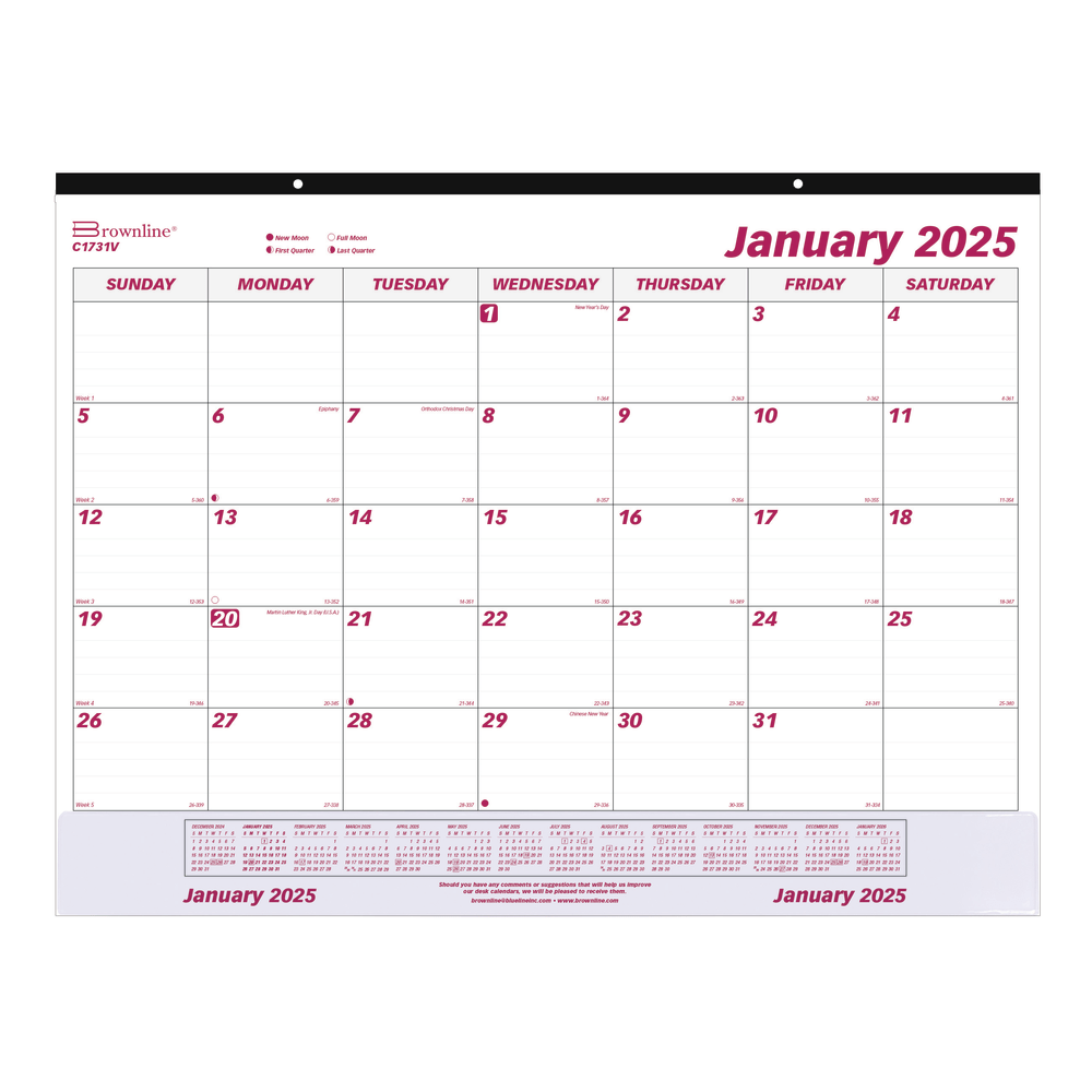 2025 Brownline Monthly Desk Pad Calendar, With Vinyl