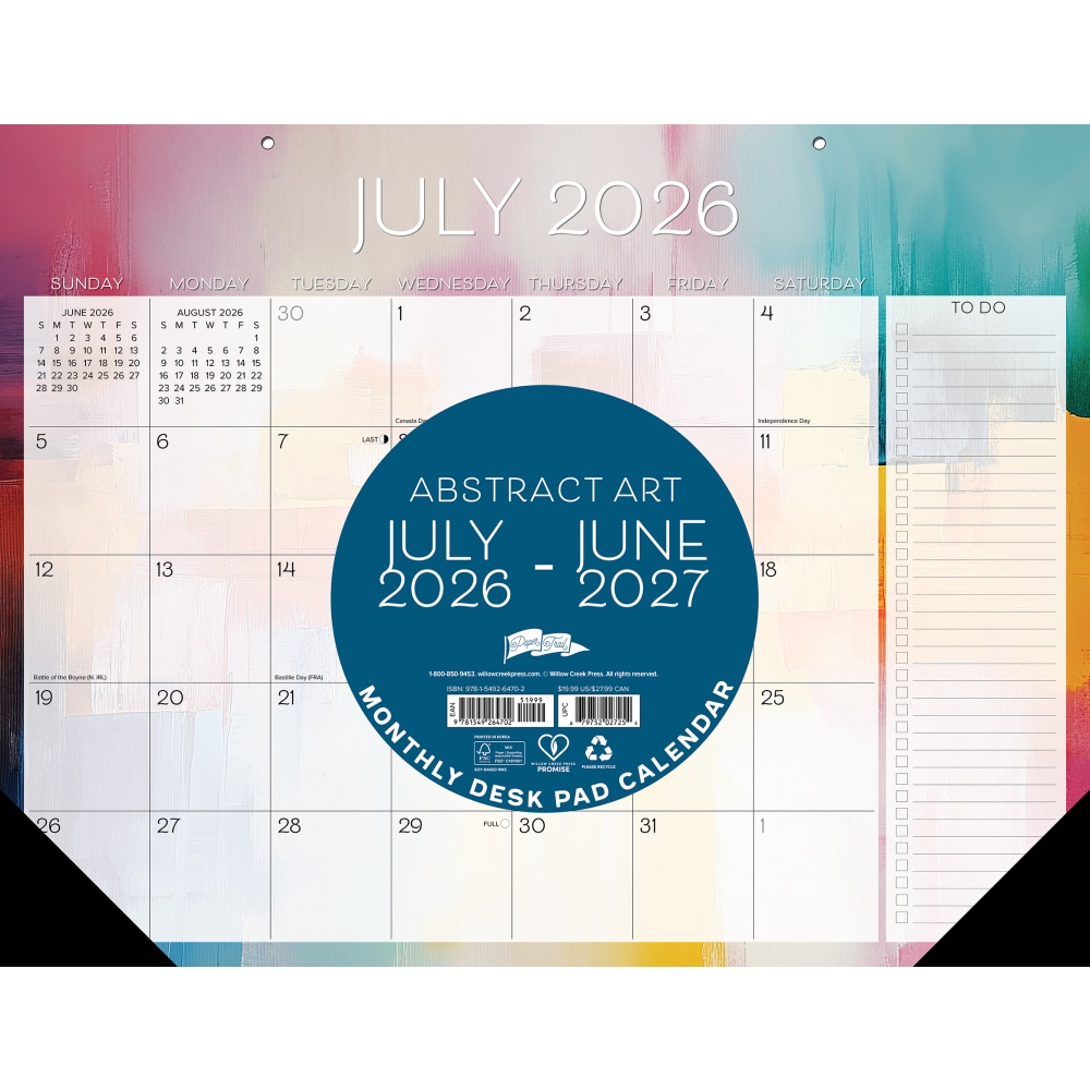 2026-2027 Willow Creek Press Academic Monthly Desk Pad