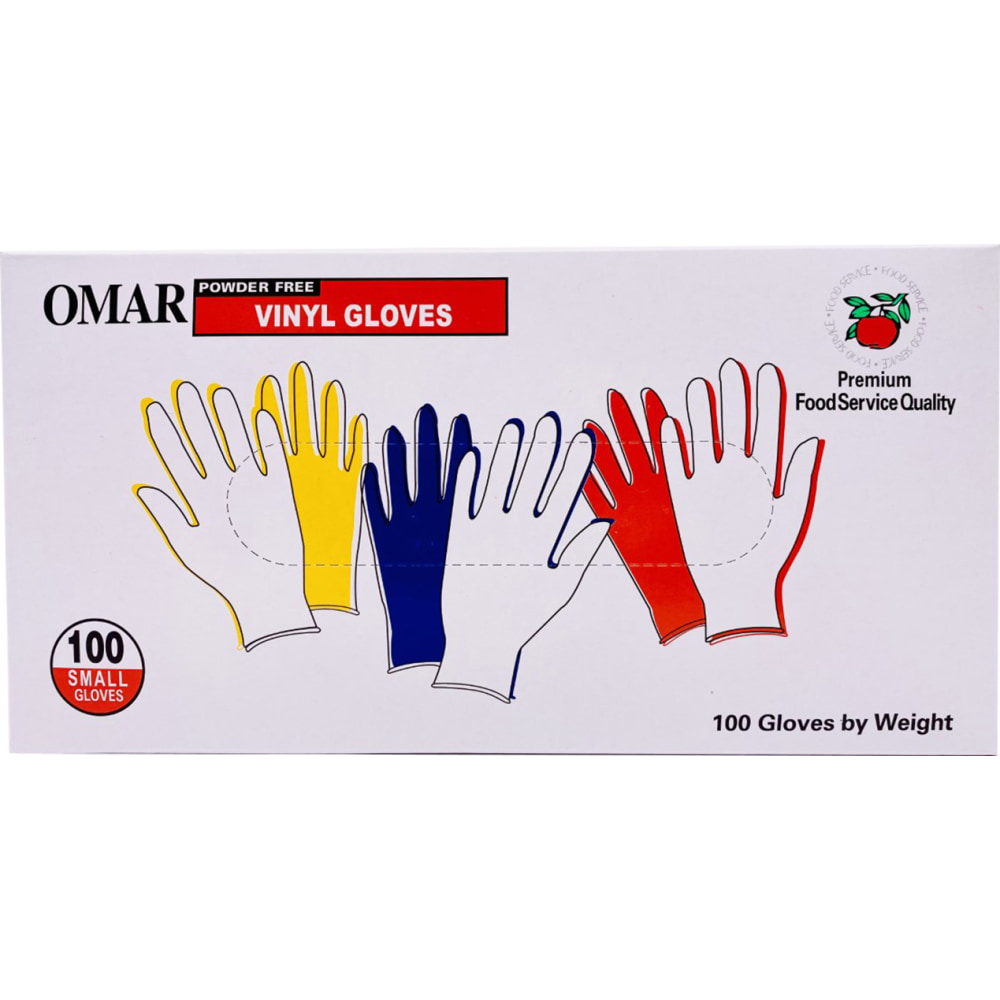 Omar Disposable Powder-Free Vinyl General-Purpose Gloves, Small,