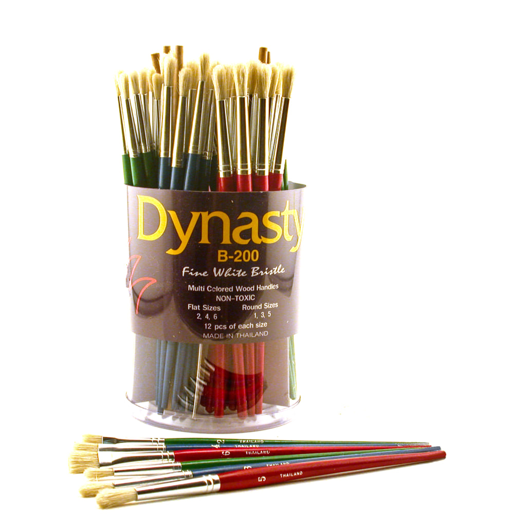 Dynasty Fine White Bristle Paint Brushes B-200, Assorted